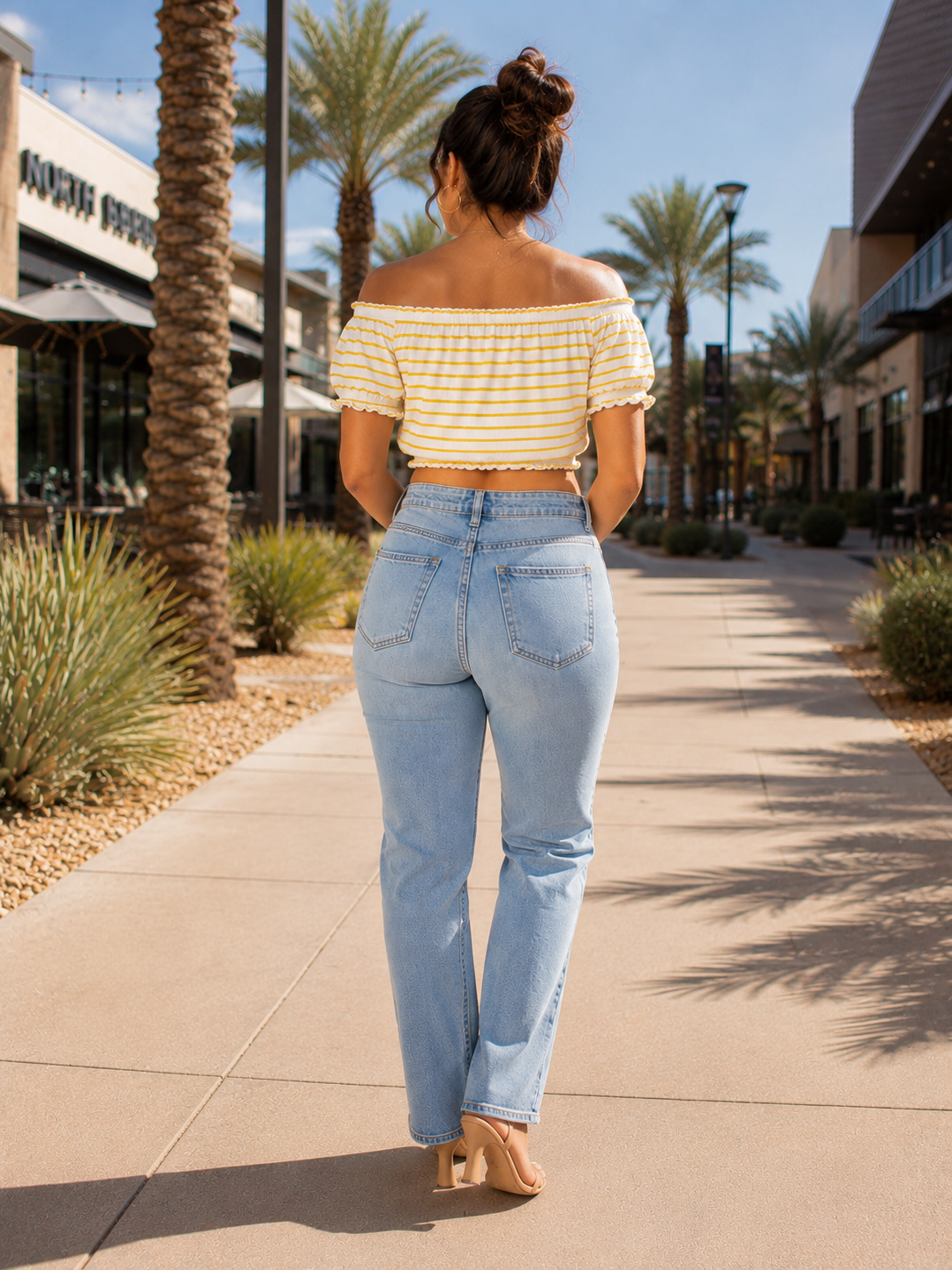 Yellow Stripe Crop Top