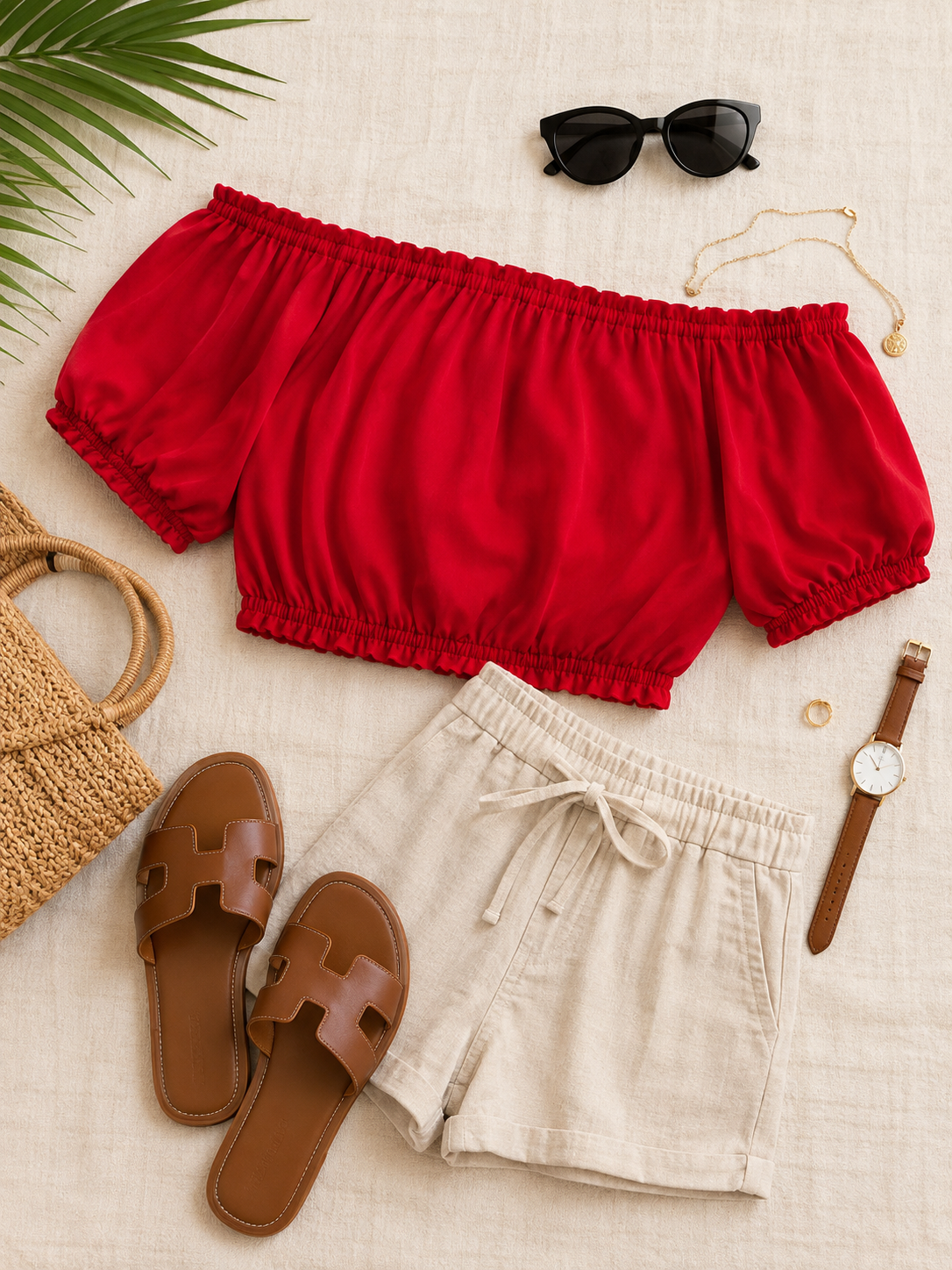 Red Ribbed Crop Top